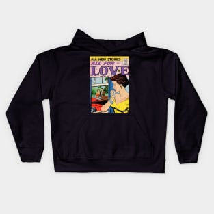 Vintage Romance Comic Book Cover - All For Love Kids Hoodie